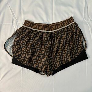 Fendi Zucca FF Monogram Athletic Tights Shorts